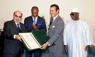 Le princesse Moulay Rachid en compagnie des présidents malien Ibrahim Boubacar Keita et guinéen Alpha Condé