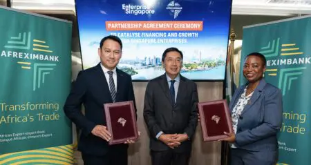 Enterprise Singapore (EnterpriseSG) et la Banque Africaine d’Import- Export (Afreximbank) ont signé un accord pour améliorer l’accès au financement des entreprises singapouriennes qui souhaitent s’installer en Afrique. Ce premier partenariat avec EnterpriseSG et une banque multilatérale de développement entre dans le cadre du plan de financement des entreprises – Banques multilatérales de développement (EFS-MDB).