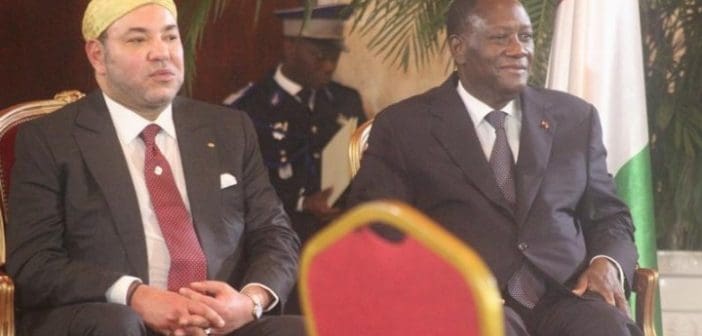 Mohamed VI à Abidjan avec Alassane Ouattara, président de la Côte d'Ivoire