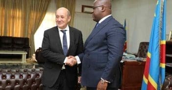 Le ministre des Affaires étrangères français Yves Le Drian, reçu à Kinshasa par le Président Félix A.Tshesekedi