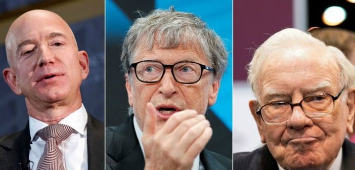Jeff Bezos, Bill Gates et Warren Buffett.