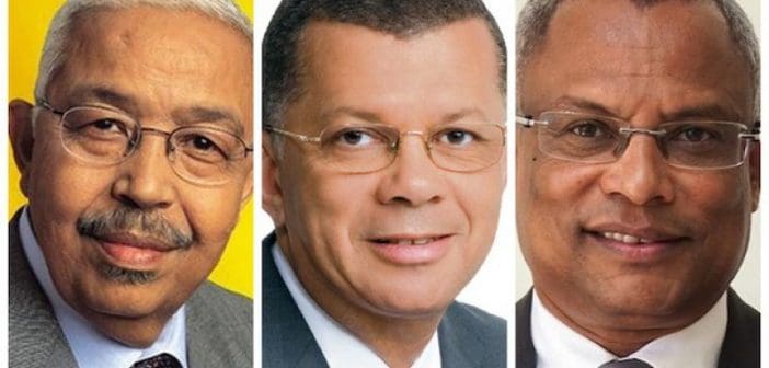 De gauche à droite Pedro Pires ancien Premier ministre du Cap Vert, Carlos Veiga et José Maria Neves