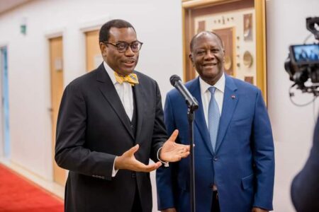 Dr. Akinwumi Adenisa, Président de la BAD et le Chef de l'Etat ivoirien Alassane Ouattara