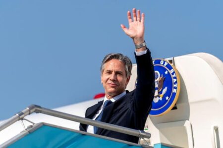 Antony Blinken, le chef du Département d’Etat americain lors d’un précédent voyage au Nigeria en 2021
