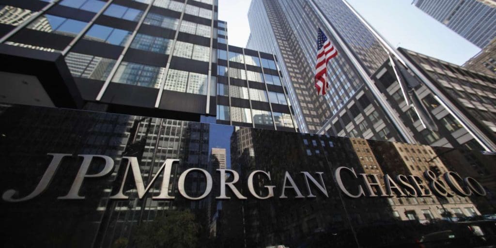 JP Morgan Chase & Co sign outside headquarters in New York
