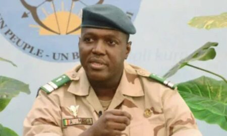 Le colonel Abdoulaye Maiga, Premier ministre par intérim et porte-parole du gouvernement malien 
