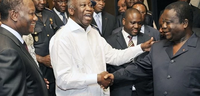 Alassane Ouattara, Laurent Gbagbo et Henri Konan Bedié