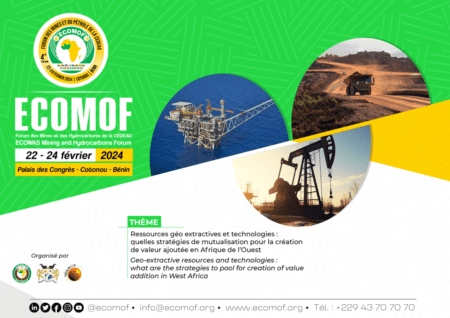 Le 4ème Forum des Mines et du Pétrole de la CEDEAO, du 22 au 24 février au Bénin L’ECOMOF 2024, précisent-ils, offre une plateforme unique de partage d’expériences, de débats sur les enjeux actuels et de discussions sur les meilleures pratiques, avec pour résultat attendu le renforcement des collaborations, la concrétisation d’opportunités d’investissement, et l’émergence de recommandations stratégiques pour l’avenir des industries extractives en Afrique de l’Ouest.