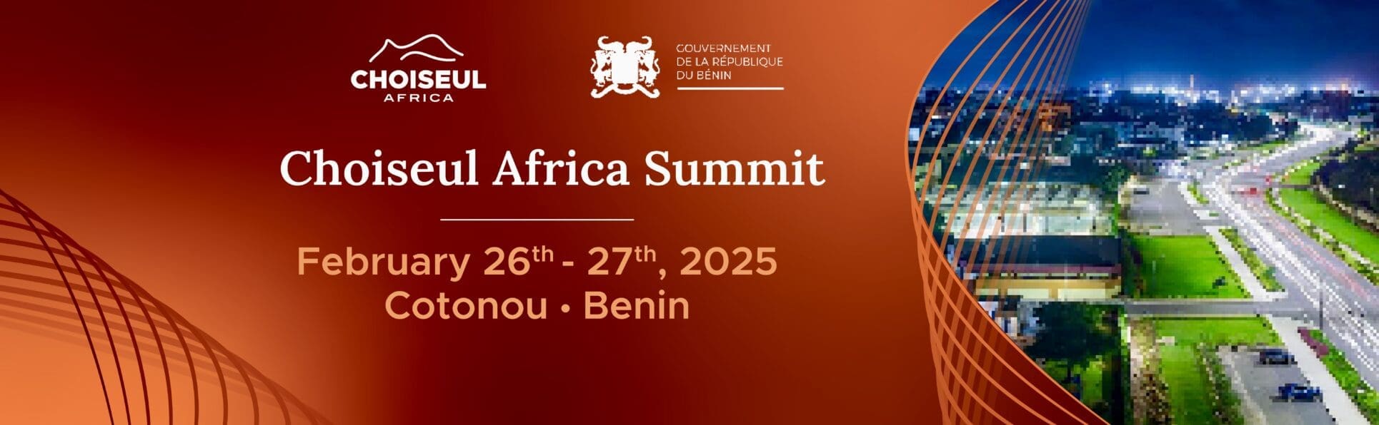 Bénin | Le prochain Choiseul Africa Summit se tiendra à Cotonou Bénéficiant du soutien actif du gouvernement du Bénin, cet événement réunira 350 décideurs économiques et personnalités de premier plan autour de thématiques clés pour la croissance économique et la coopération stratégique en Afrique de l’Ouest.