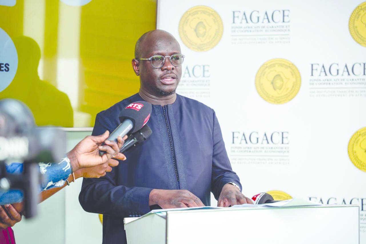 Dakar, 19 février 2026. Cheikh Diba, ministre des Finances et du Budget du Sénégal lors de son allocution à l’ouverture de la représentation du FAGACE à Dakar pour l’Afrique de l’Ouest.