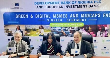 La Banque de développement du Nigeria (DBN) et la Banque européenne d’investissement (BEI) ont signé un accord de financement de 200 millions d’euros, soit environ 229,2 millions de dollars, selon un communiqué publié le 18 juin 2026.