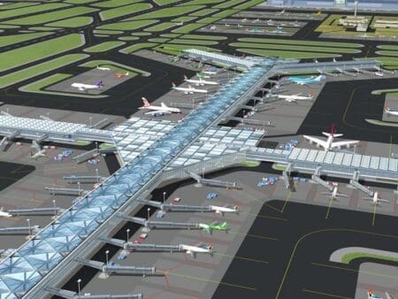 L'aéroport international de Bugesera franchit une étape décisive de sa construction. Après l'achèvement des travaux de fondation — comprenant les pistes, les routes internes et les systèmes de drainage — le projet est désormais entré dans sa phase verticale. Les équipes s'attellent à l'édification du terminal principal de 130 000 mètres carrés, des installations dédiées au fret ainsi que de plusieurs infrastructures annexes.