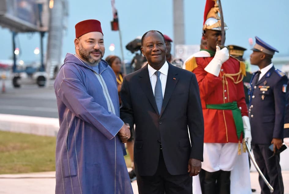 Le Roi Mohammed VI en Côte d’Ivoire avec le Président Alassane Ouattara